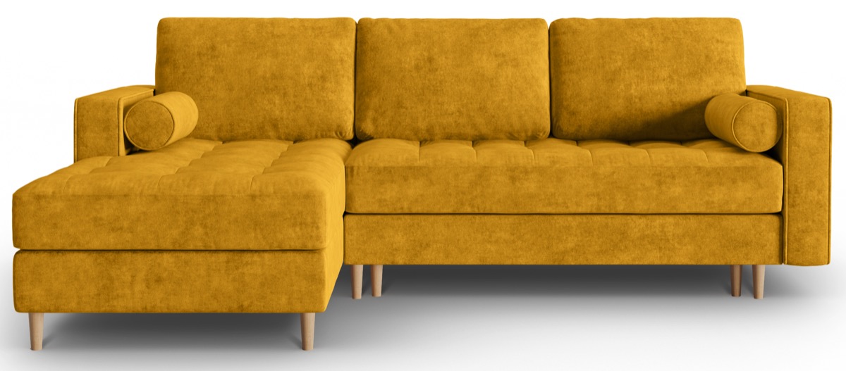 Narożnik z funkcją spania pikowany żółty lewy – obraz-1