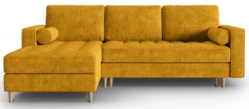 Narożnik z funkcją spania pikowany żółty lewy – obraz-1