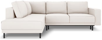 Narożnik rozkładany tapicerowany z pojemnikiem jasnobeżowy lewy 247x187 cm – obraz-1