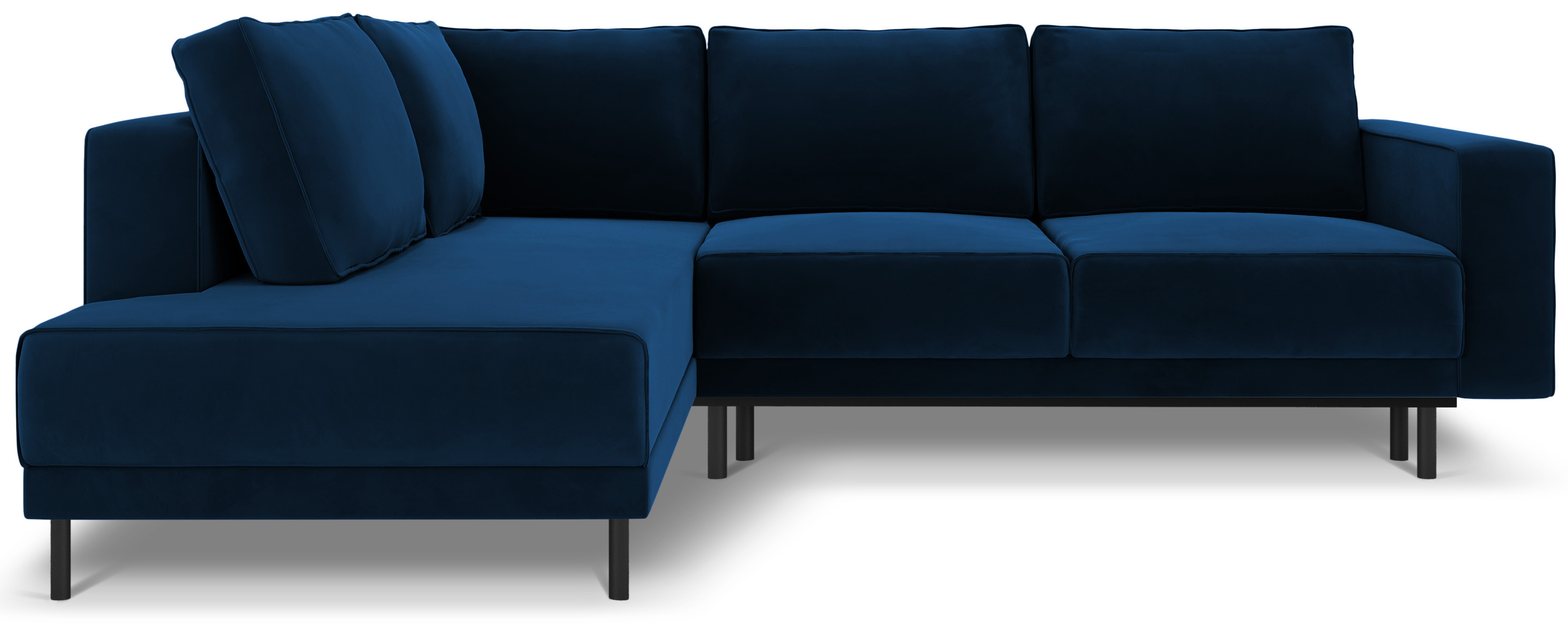 Narożnik rozkładany welurowy z pojemnikiem królewski niebieski lewy 247x187 cm – obraz-1