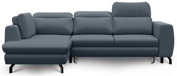 Narożnik rozkładany z funkcją spania lewy tkanina hydrofobowa MGN niebieska 266x184 cm – obraz-1