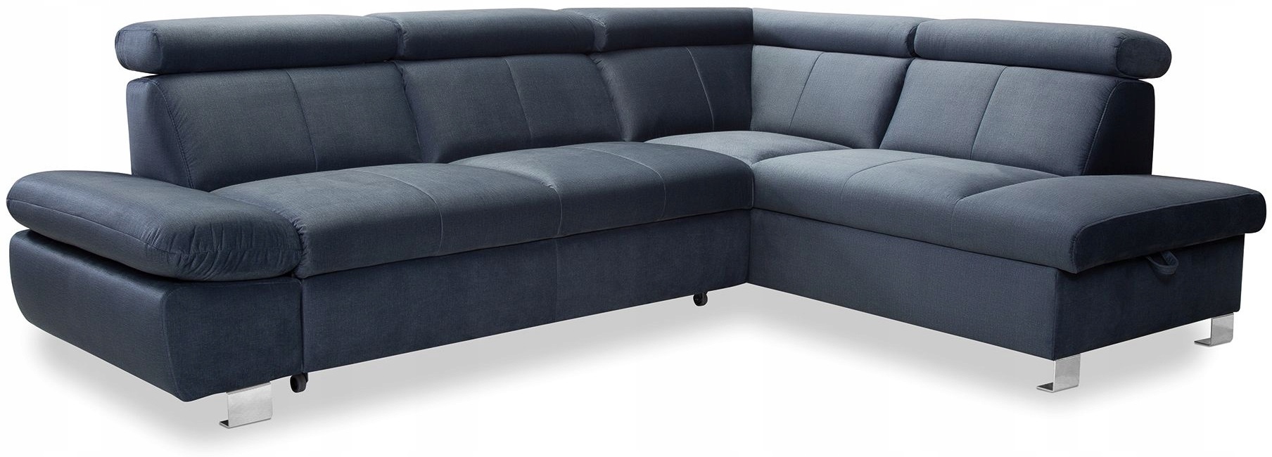 Narożnik rozkładany z pojemnikiem Happy 273x201 cm kolor stalowy lewy – obraz-1