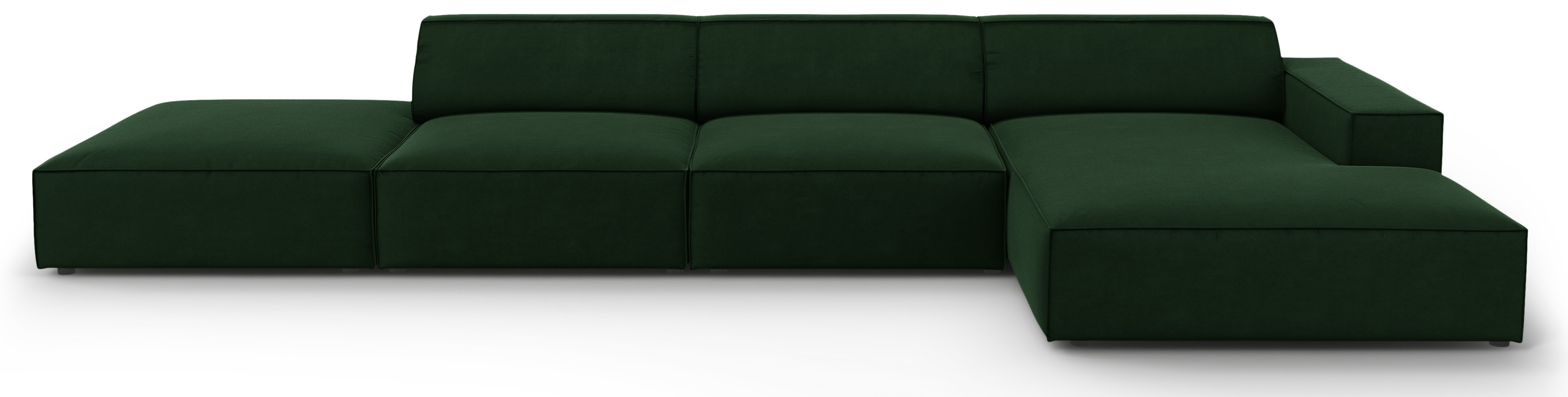 Narożnik welurowy butelkowa zieleń prawy 341x166 cm – obraz-1