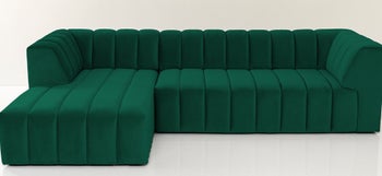 Narożnik welurowy lewy 285x185 cm zielony – grafika-1.