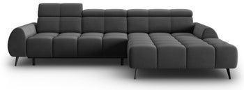 Narożnik welurowy pikowany szary prawy 295x188 cm – obraz-1