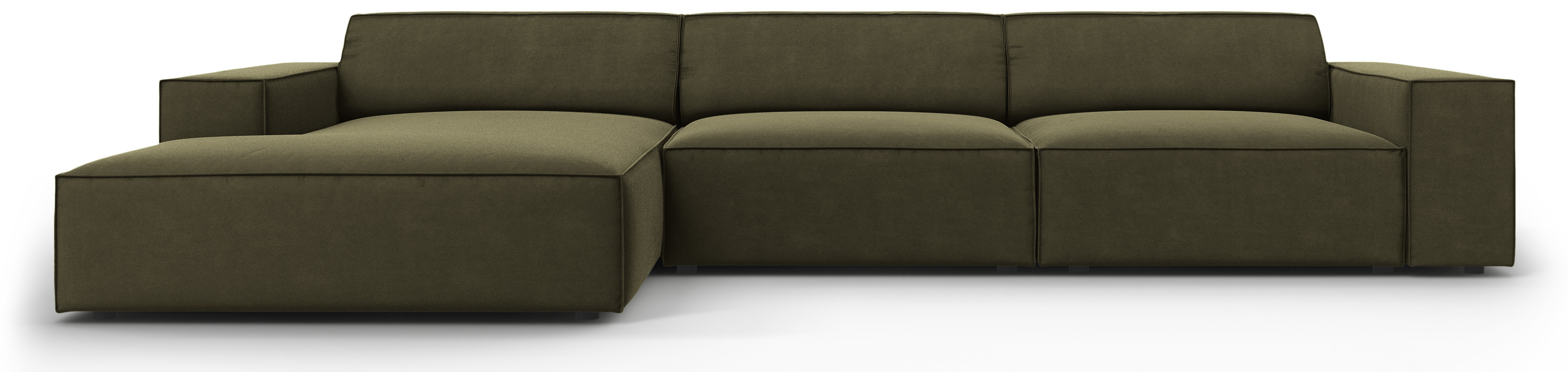 Narożnik welurowy zielony lewy 284x166 cm – obraz-1