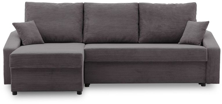 Narożnik z pojemnikiem rozkładany sztruksowy ciemnoszary 231x140 cm – obraz-1