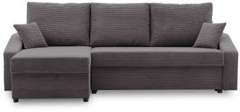 Narożnik z pojemnikiem rozkładany sztruksowy ciemnoszary 231x140 cm – obraz-1