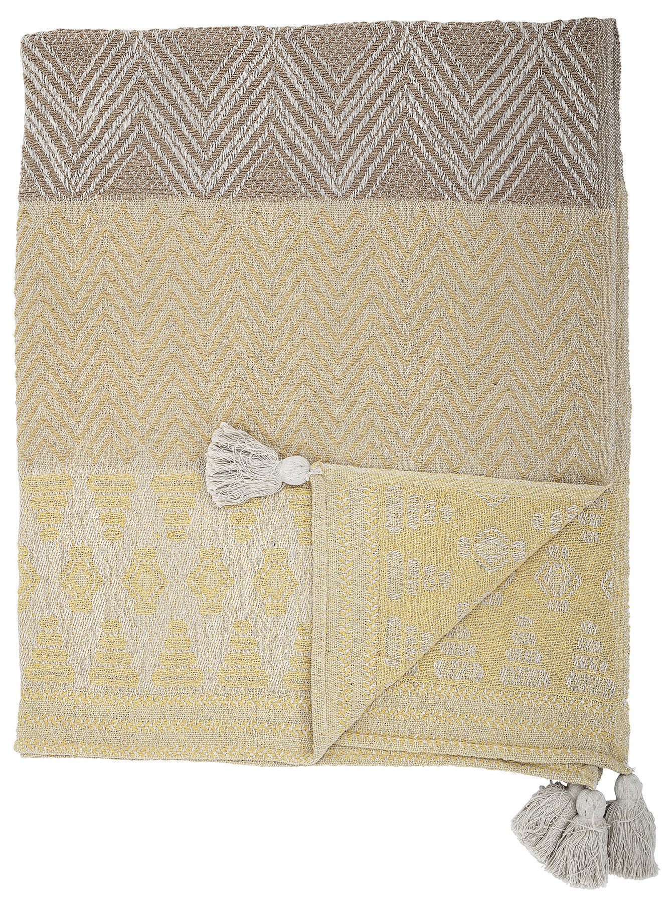 Narzuta 160x130 cm żółto-brązowa  – obraz-1