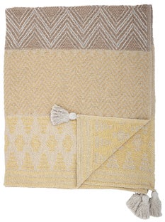 Narzuta 160x130 cm żółto-brązowa – obraz-1