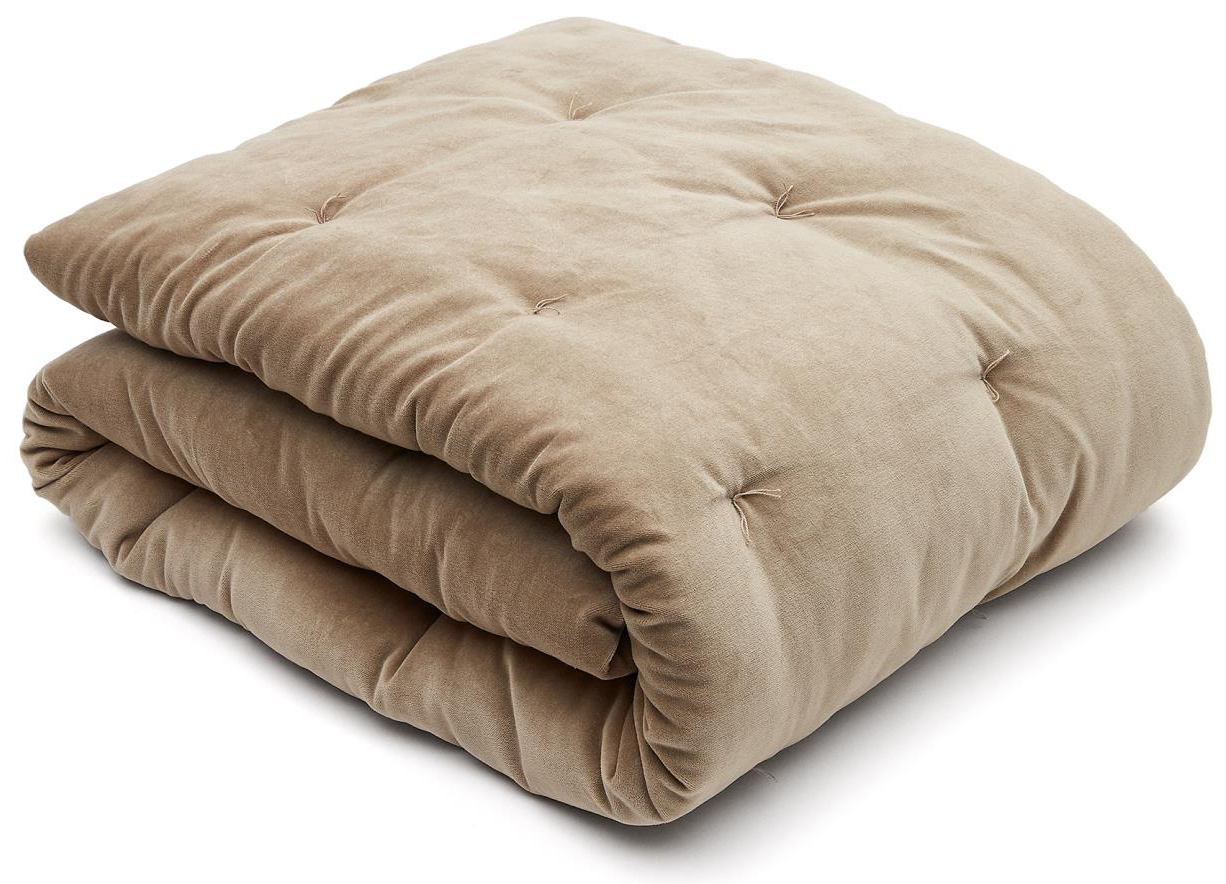 Narzuta aksamitna z bawełny szara 100x180 cm – obraz-1