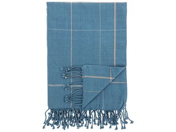 Narzuta bawełna niebieska 170x130 cm – obraz-1