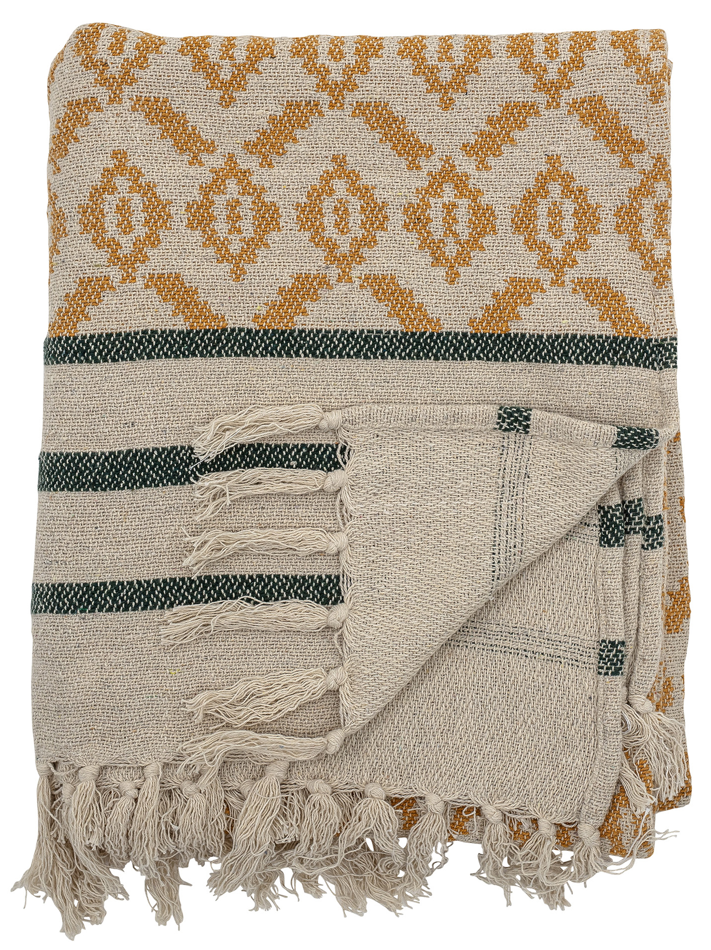 Narzuta Macrola 160x130 cm naturalna - żółte wzory – obraz-1