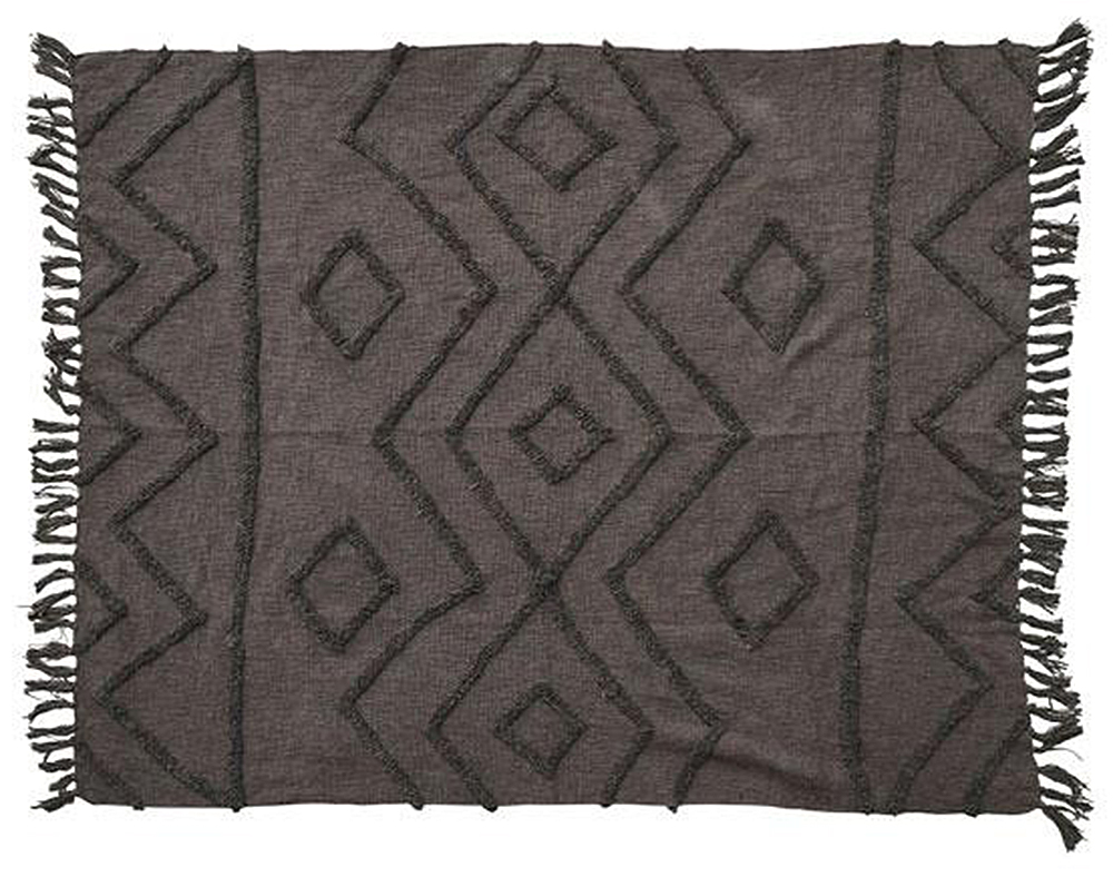 Narzuta bawełna szara 170x130 cm – obraz-1