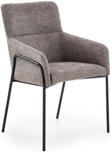 Nowoczesne krzesło do jadalni szare z czarnymi metalowymi nogami 61x84 cm – obraz-1