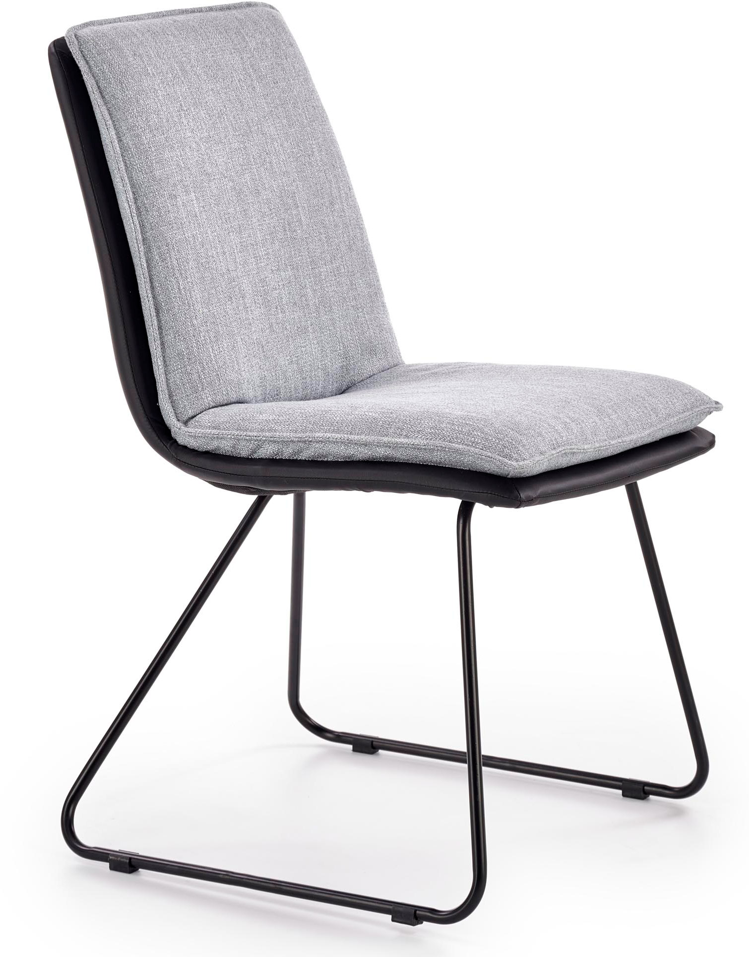 Nowoczesne krzesło z ekoskóry i tkaniny z dwukolorowym siedziskiem szaro-czarne 55x85 cm – obraz-1