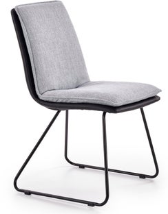 Nowoczesne krzesło z ekoskóry i tkaniny z dwukolorowym siedziskiem szaro-czarne 55x85 cm – obraz-1