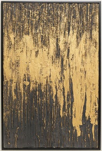 Obraz abstrakcja czarno-złoty 80x120 cm Outlet – obraz-1