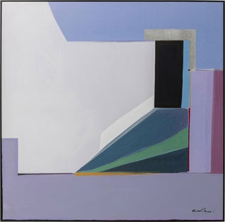 Obraz abstrakcyjne kształty fioletowy 113x113 cm – obraz-1