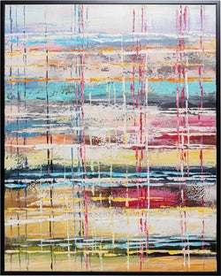 Obraz abstrakcyjny kolorowy z czarną ramą 80x100 cm – obraz-1