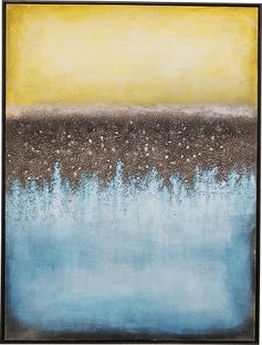 Obraz abstrakcyjny ręcznie malowany niebieski 90x120 cm – obraz-1