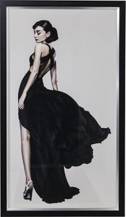 Obraz szklany kobieta w sukience czarny 108x172 cm – obraz-1