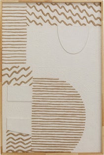 Obraz boho biało-naturalny papier rama dębowa 81x122 cm – obraz-1