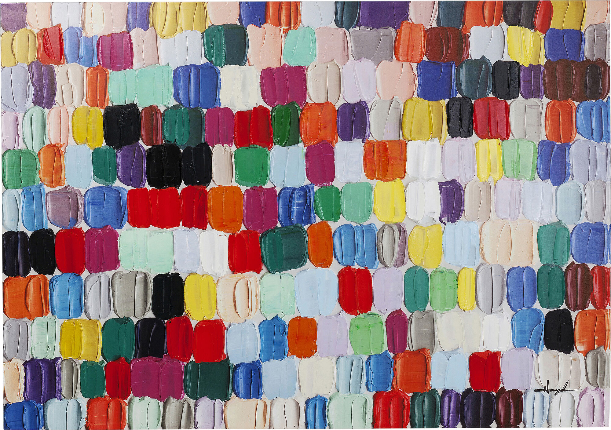 QUADRO RITOCCATO DI OLIO COLORFUL DOTS 140X200CM – immagine-1.