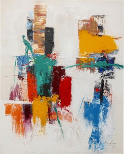 Obraz do salonu 120x150 cm abstrakcyjny ręcznie malowany kolorowe wzory – obraz-1