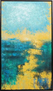 Obraz do salonu duży ręcznie malowany odcienie niebieskiego 125x215 cm – obraz-1