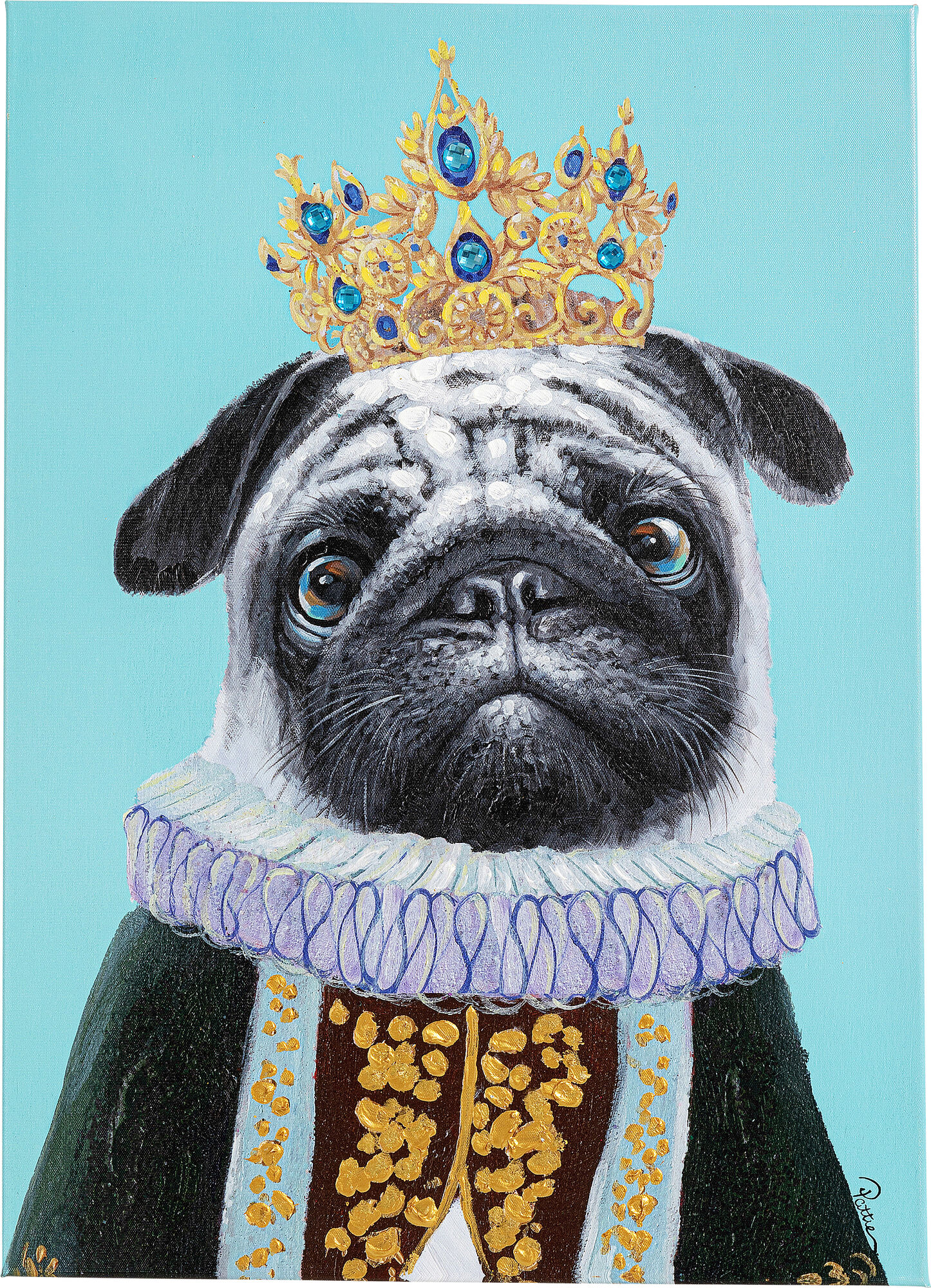Obraz pies w koronie kolorowy 50x70 cm – obraz-1
