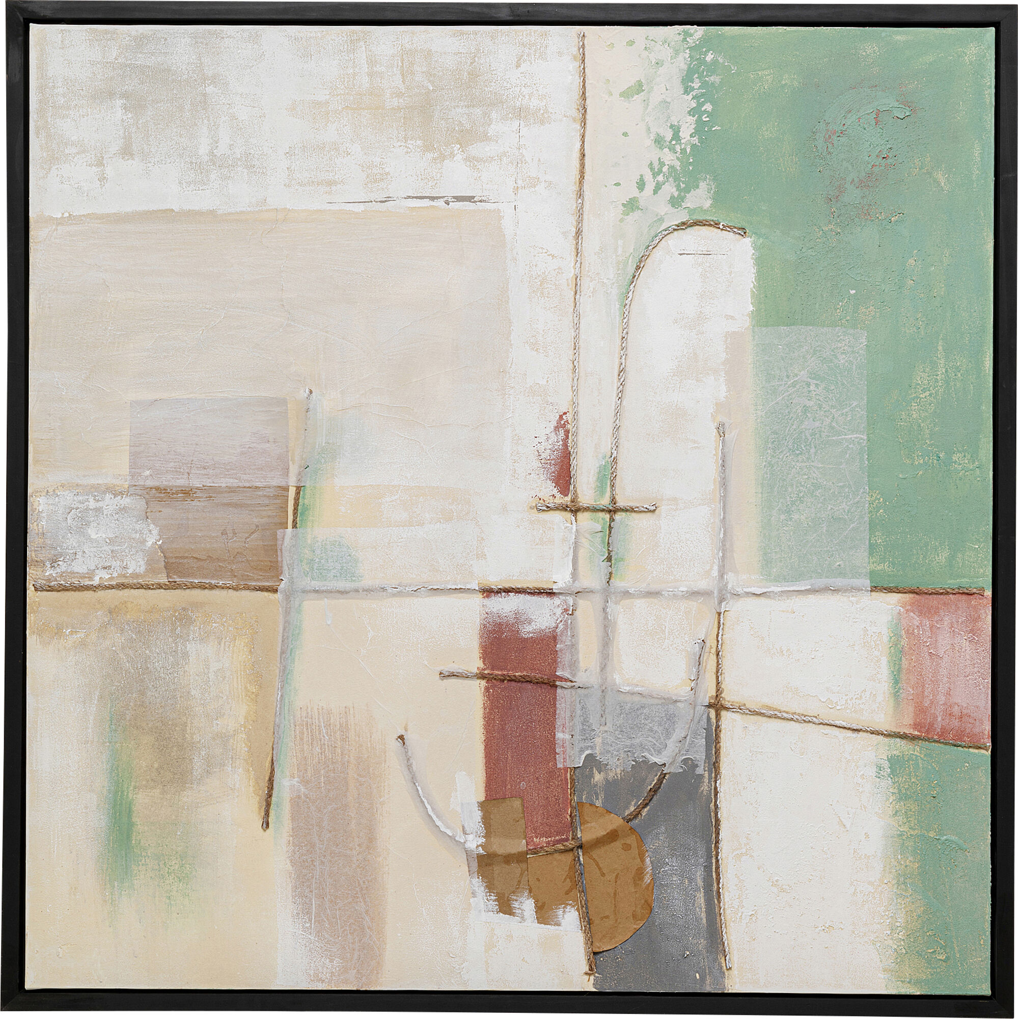 Obraz akrylowy abstrakcja rama drewniana zielony 120x120 cm – obraz-1