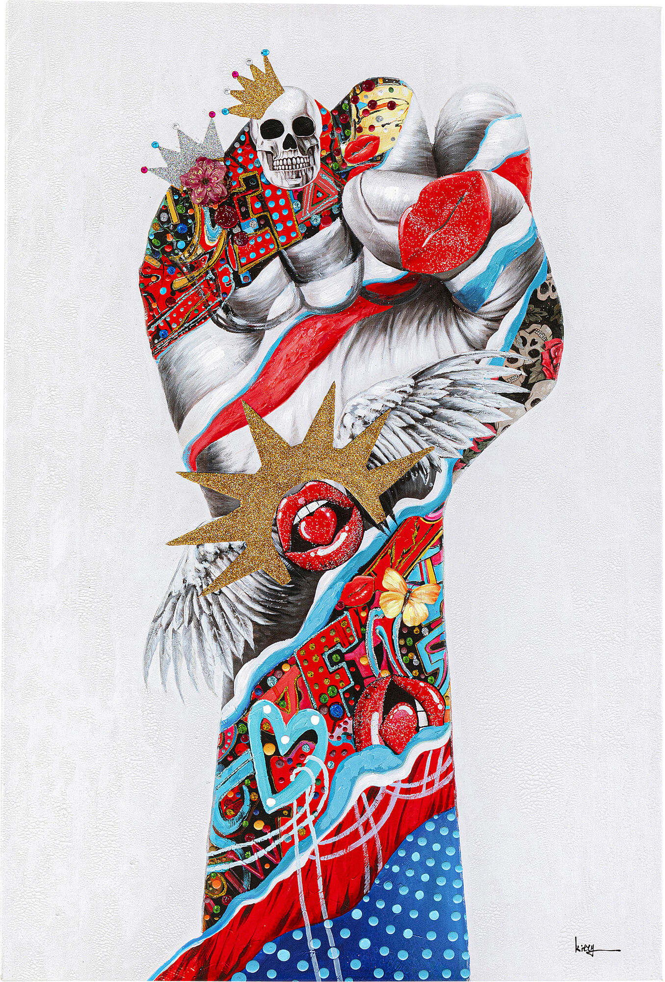 Obraz pięść kolorowy rama drewniana 80x120 cm – obraz-1