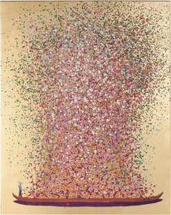 Lerretsbilde Flower Boat gull/rosa 120x160 cm – bilde-1.