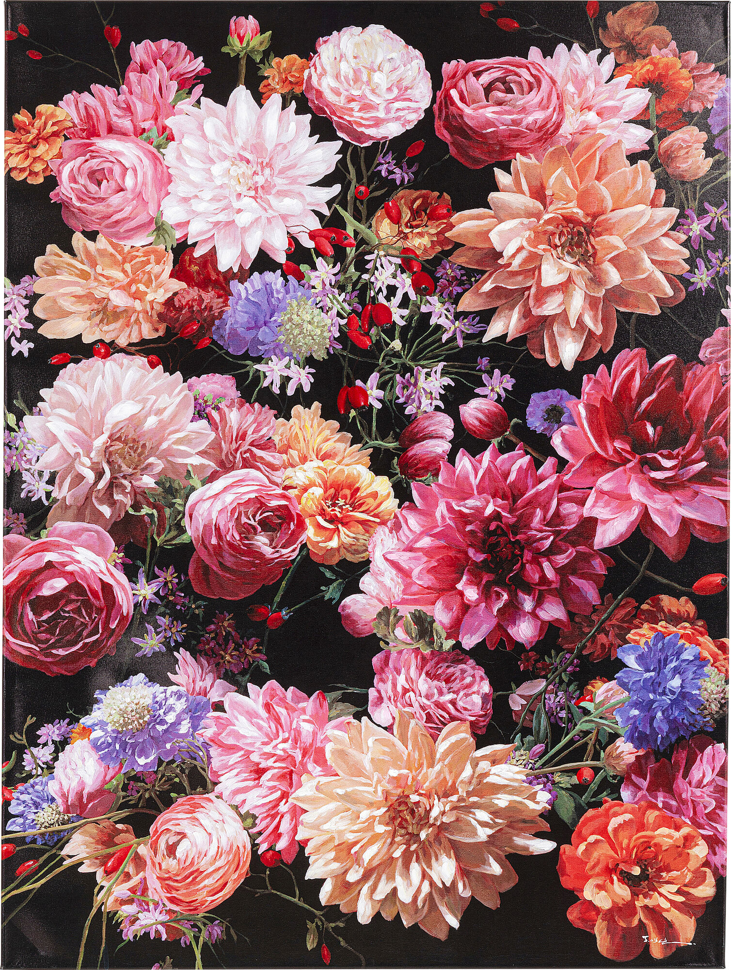 Obraz flowers kolorowy rama drewniana 90x120 cm – obraz-1