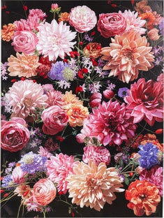 Obraz flowers kolorowy rama drewniana 90x120 cm – obraz-1