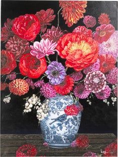 Obraz wazon z kwiatami drewniany 90x120 cm – obraz-1