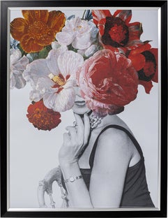 Obraz szklany dama z kwiatami kolorowy 117x154 cm – obraz-1