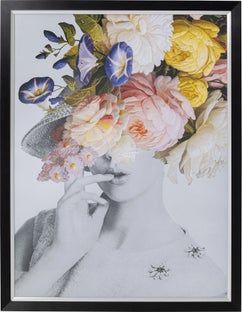 Obraz szklany kobieta z kwiatami pastelowy 117x154 cm – obraz-1