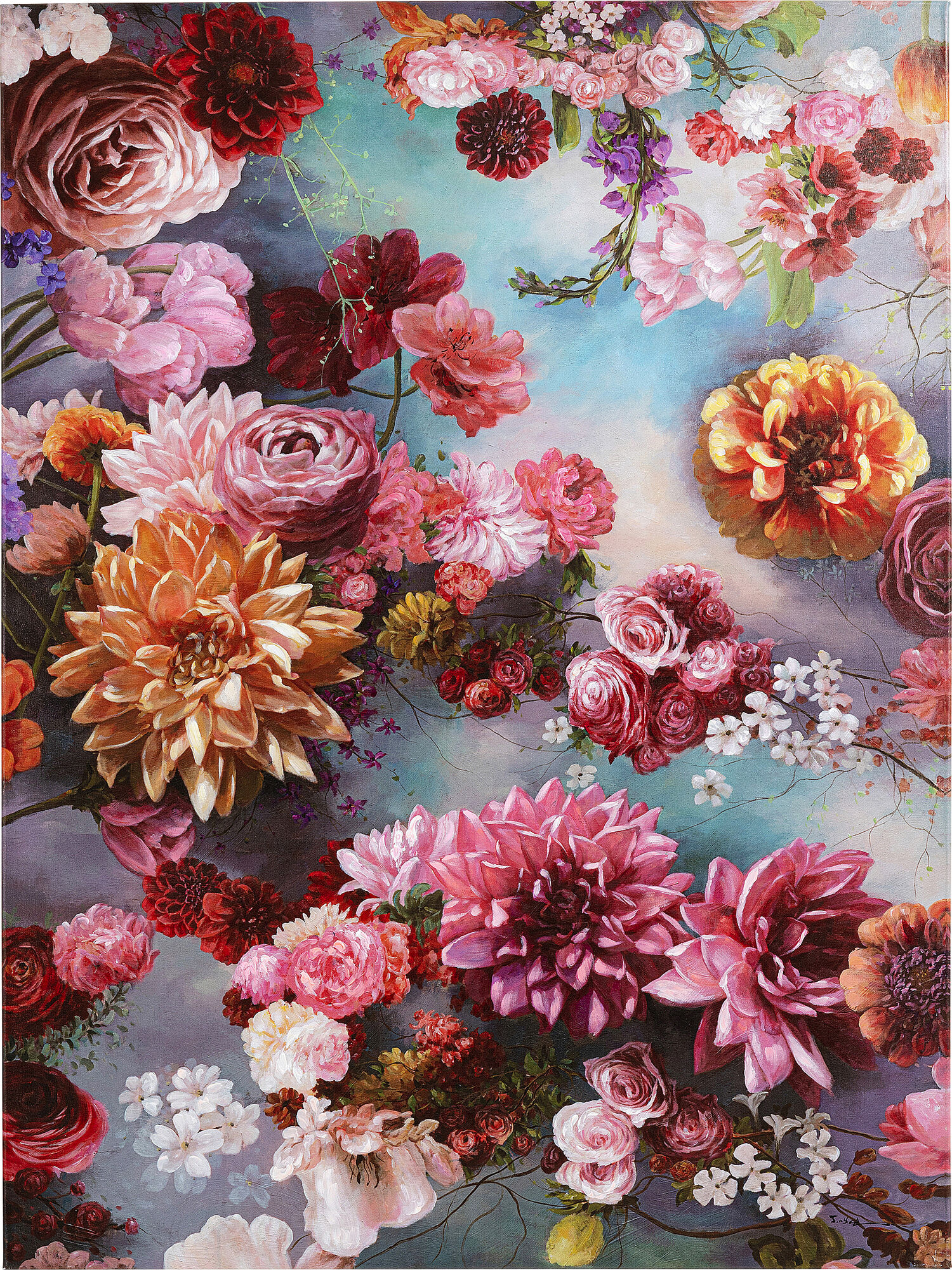 Obraz flowers drewniany 90x120 cm – obraz-1