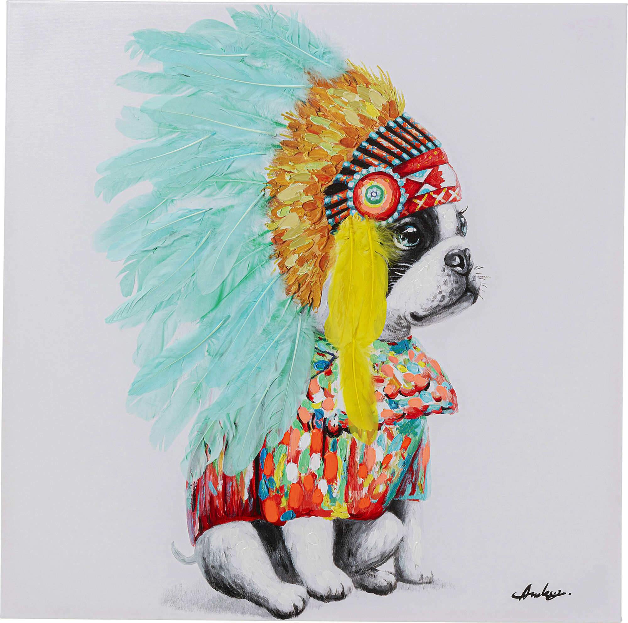 Cuadro lienzo Headdress Dog 80x80cm – Imagen-1.