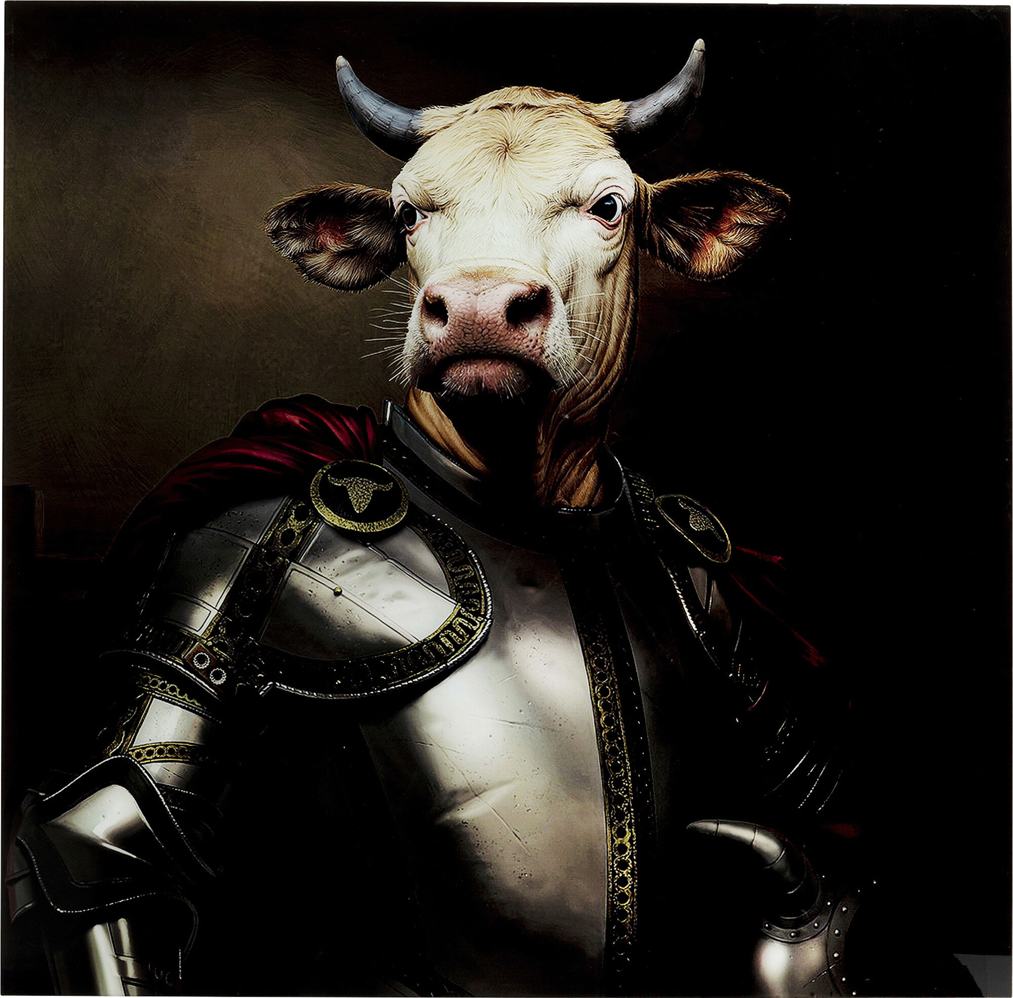 Knight Cow Üvegkép 120X120 Cm - KARE