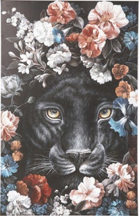 Obraz kolorowy kwiaty i czarna pantera 90x140 cm – grafika-1.