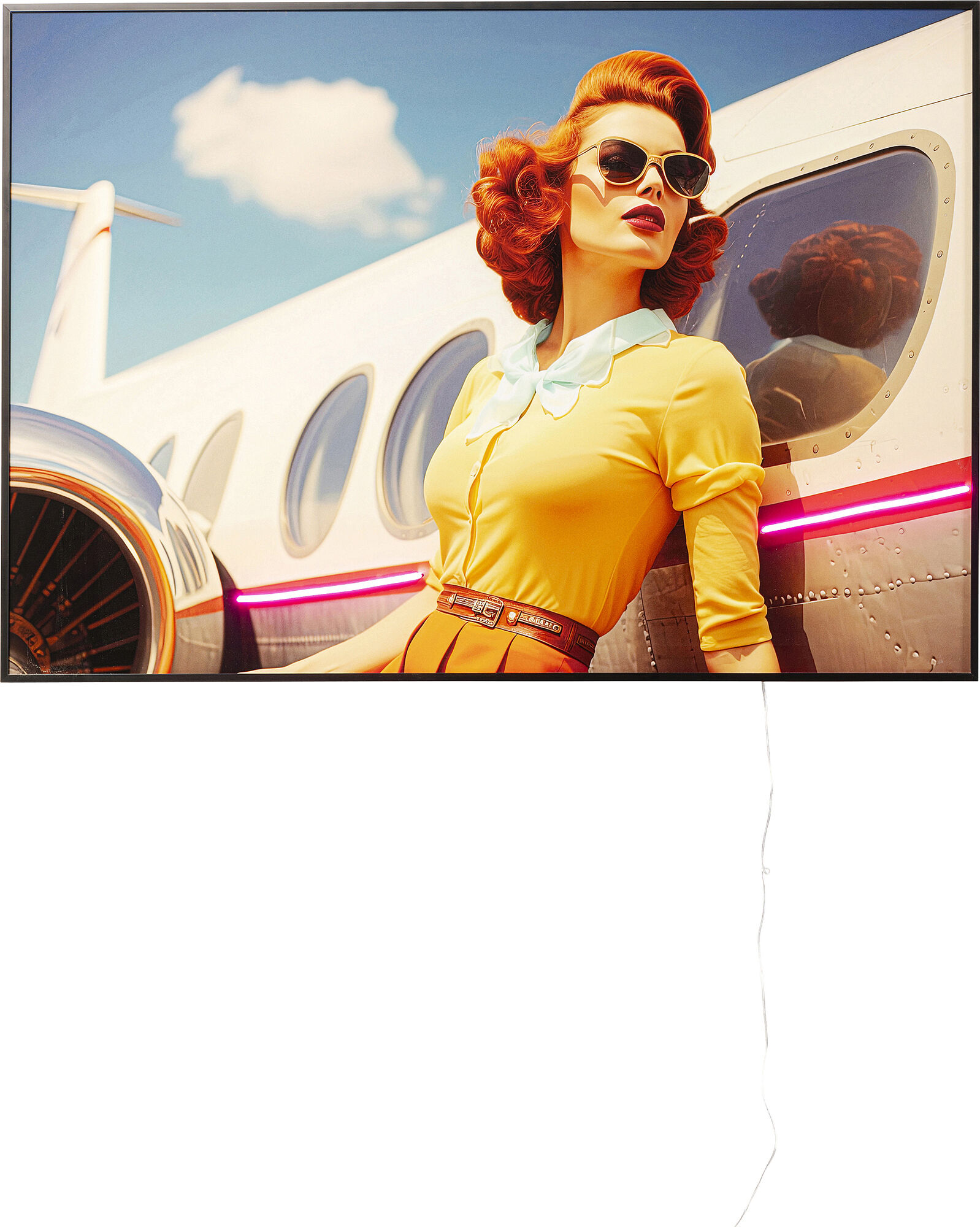 Tablou cu rama si LED Jetset Lean Lady 120x80 cm – imagine-1.