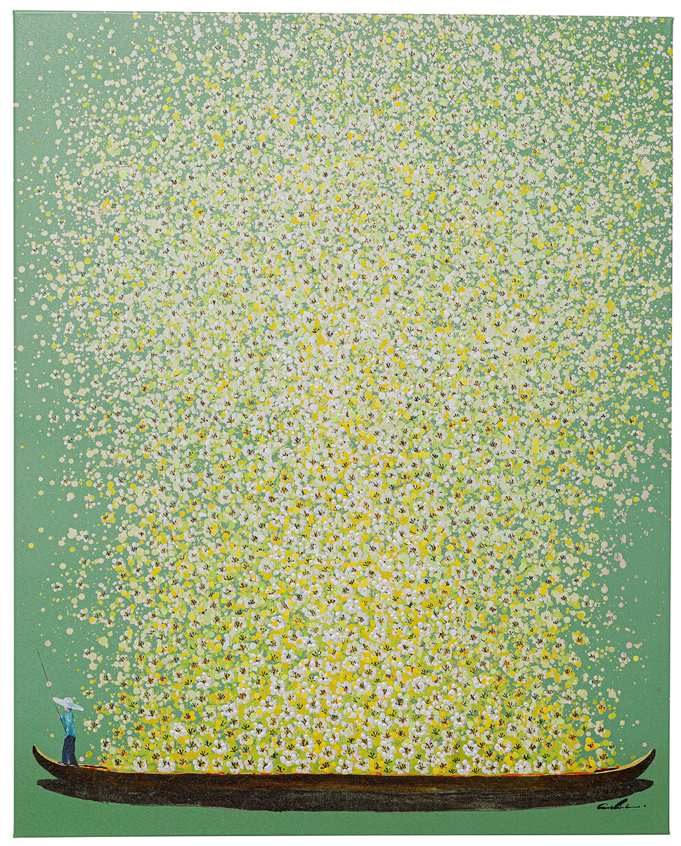 Kare Design Quadro Floreale 'Flower Boat' 80x100cm - Tela Blu E Rosa Per Arredamento Moderno - Foto 12