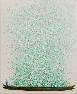 Canvas Picture Flower Boat Beige Green – billede-1.