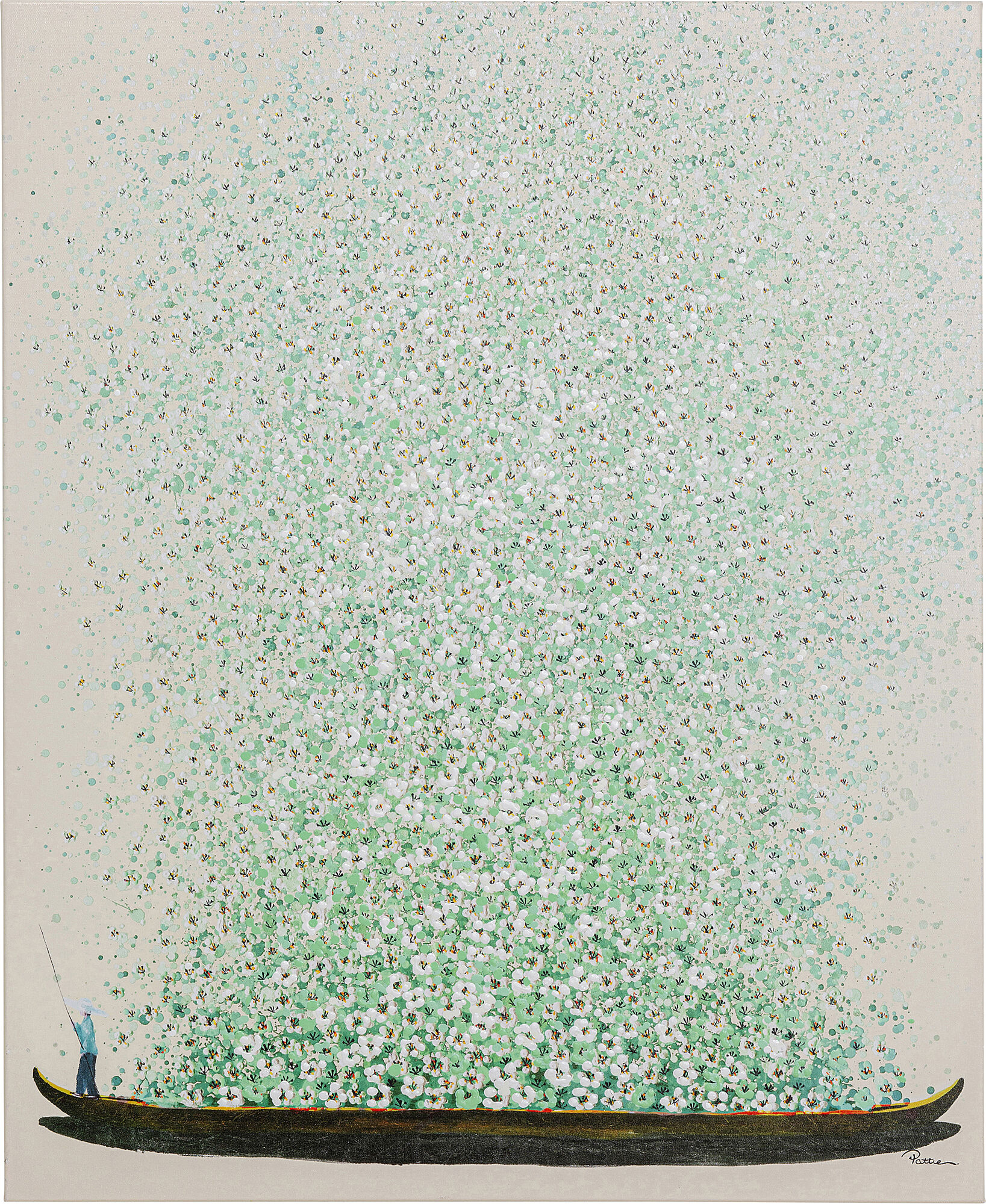 Tablou canvas Flower Boat bej/verde 80x100cm – imagine-1.