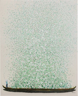 Cuadro lienzo Flower Boat Beige verde 80x100cm – Imagen-1.