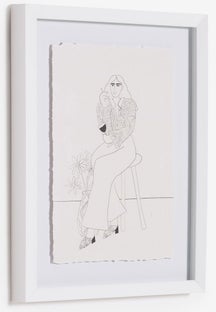 Obraz biały kobieta rama biała 30x40 cm – obraz-1