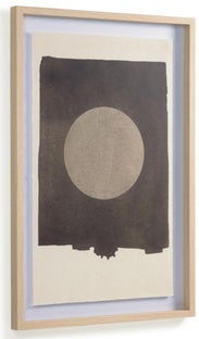 Obraz MDF koło czarny rama brązowa 60x90 cm – obraz-1